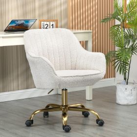 360° Beige Boucle Fabric Swivel Chair