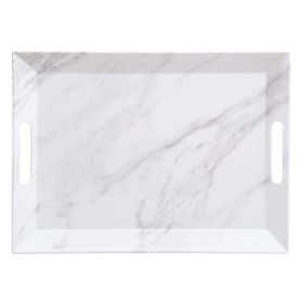 - Marble Print Rectangle Melamine Handled Tray