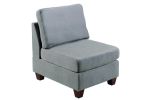 Armless Chair Grey Linen Like Fabric
