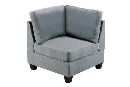 Corner Wedge Grey Linen Like Fabric Wedge Sofa Wooden Legs