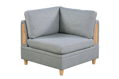 Corner Wedge Light Grey Dorris Fabric Wedge Sofa Wooden Legs