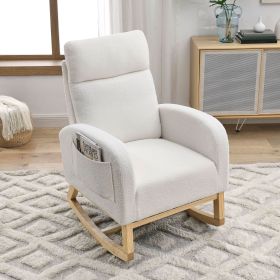 Modern Accent High Backrest Living Room Lounge Arm Rocking Chair,