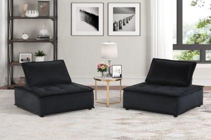 velvet Set of 2 Armless Lounge Chair