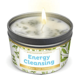 101 Manifestation Candle White Sage Leaf & Scent, Smudge Candle