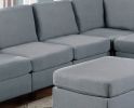 Armless Chair Grey Linen Like Fabric