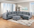 Armless Chair Grey Linen Like Fabric