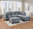 Armless Chair Grey Linen Like Fabric