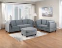 Armless Chair Grey Linen Like Fabric