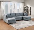 Armless Chair Grey Linen Like Fabric